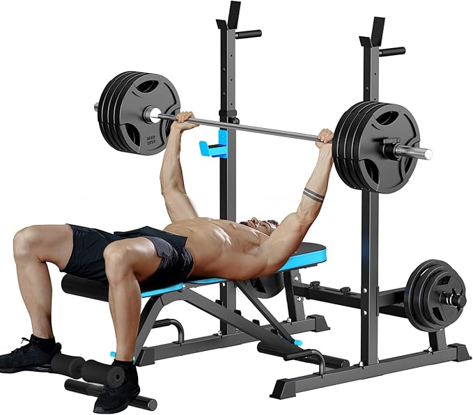 BONGKIM Weight Bench with Squat Rack (660 lbs)